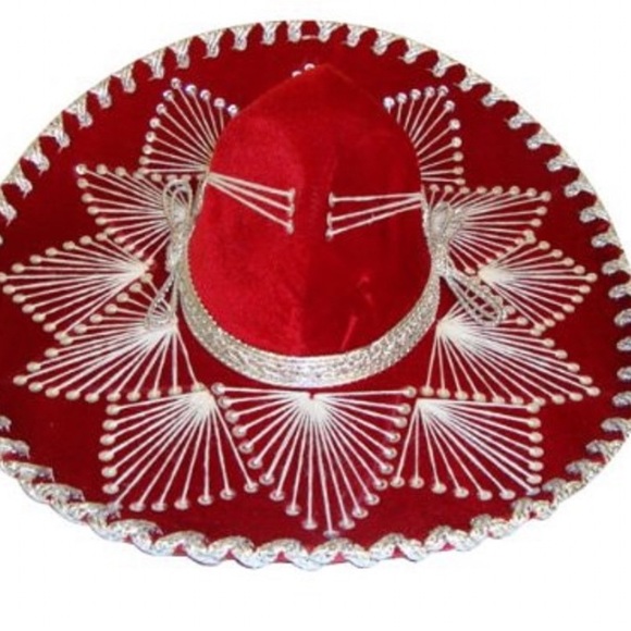 Red and Silver Embroidered Sombrero - Picture 1 of 1